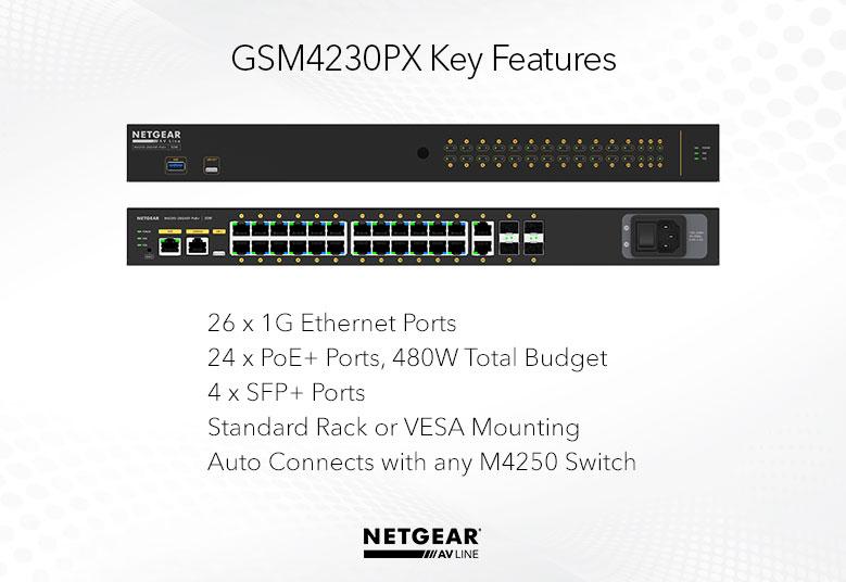 NETGEAR M4250-24UX4X 24x1G PoE++ 90W + 4x10G SFP+ Managed Switch