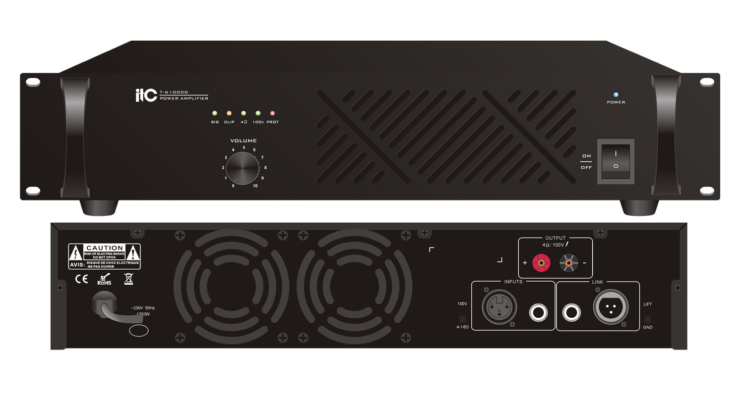 Bộ khuếch đại kèm trộn kỹ thuật số công suất 2000W, Class-D Amply ITC: T-62000D