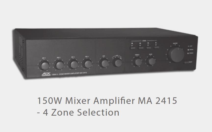 Amply AEX MA 2415 liền Mixer, 4 Zones,  công suất 150W