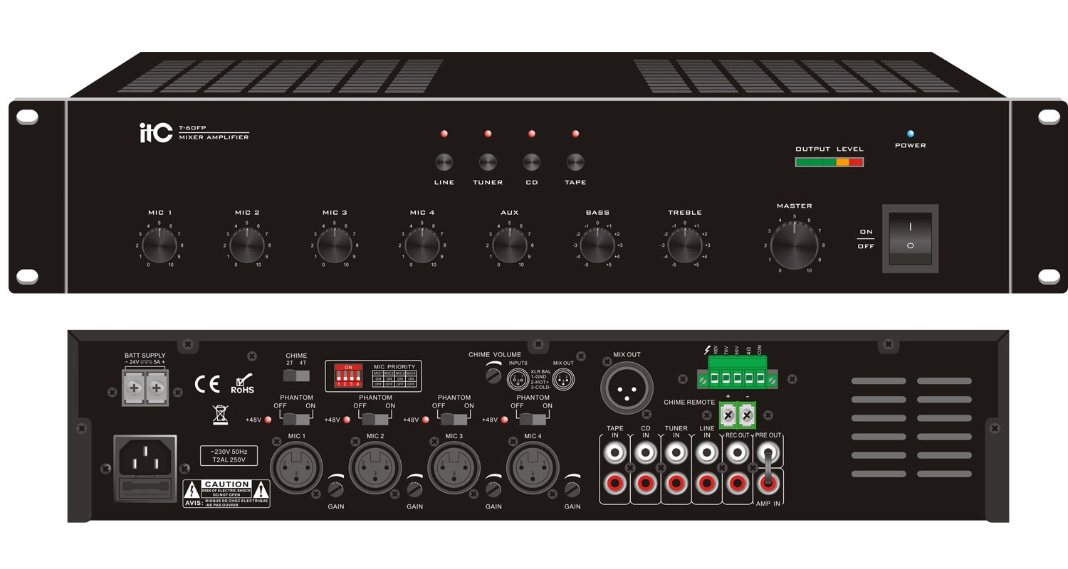 Bộ khuếch đại ITC kèm mixer công suất 60W: T-60FP