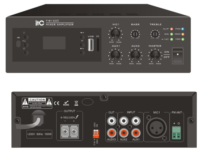 T-B120E Amply ITC  phát nhạc MP3 từ USB, Bluetooth, SD công suất 120W
