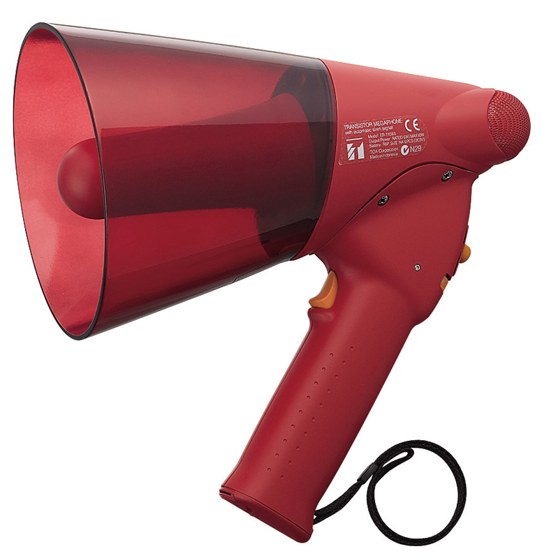 Megaphone TOA ER-1206S (Tối đa 10W) kiểu cầm tay chống nước, còi báo động