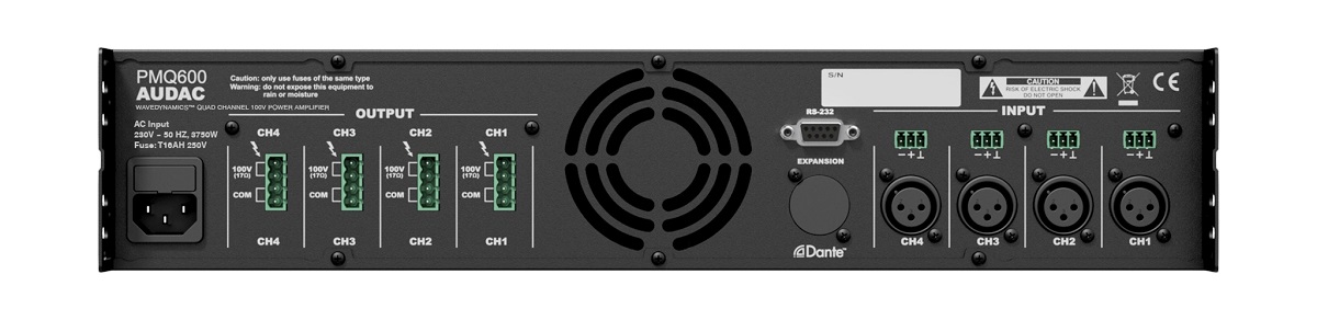 Tăng âm 4 kênh 600W: AUDAC PMQ600